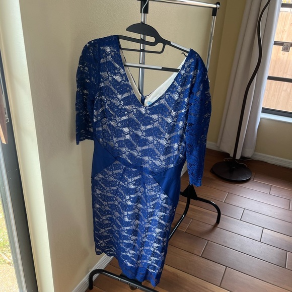 Blue / white lace Antonio Melani Dress - Picture 1 of 7